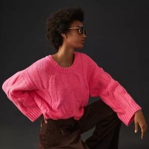 Women’s Anthropologie Maeve Oversize Hot Pink Sweater Size Small